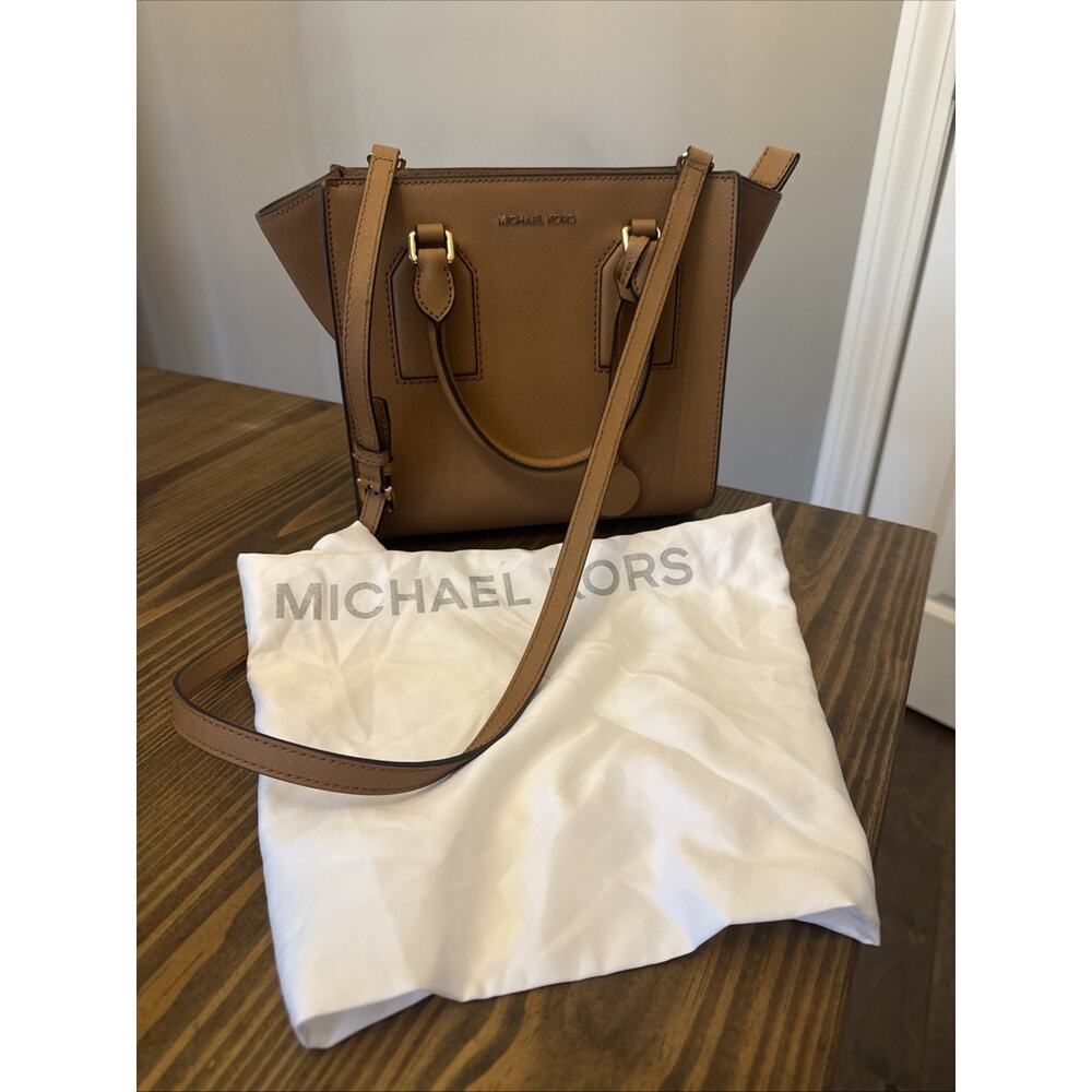Michael Kors Selby Medium Crossgrain Leather Satchel Cross body Hand Bag
